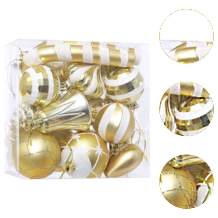 Crofta 16 Pieces Christmas Hanging Decorations Indoor for Farmhouse Bedroom Holiday Gold