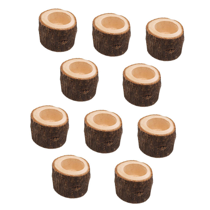 Crofta 10x Tealight Candleholders Decorative Party Farmhouse Wooden Candlesticks