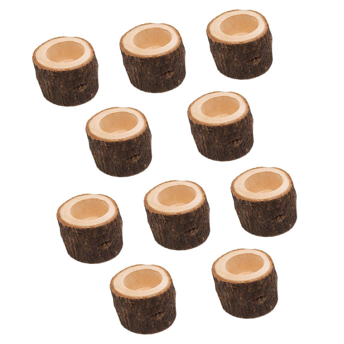 Crofta 10x Tealight Candleholders Decorative Party Farmhouse Wooden Candlesticks