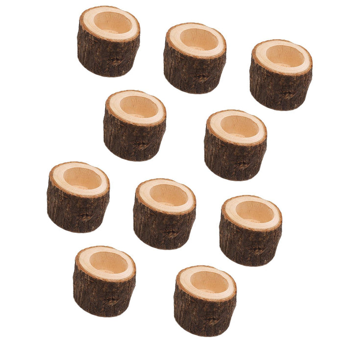 Crofta 10x Tealight Candleholders Decorative Party Farmhouse Wooden Candlesticks