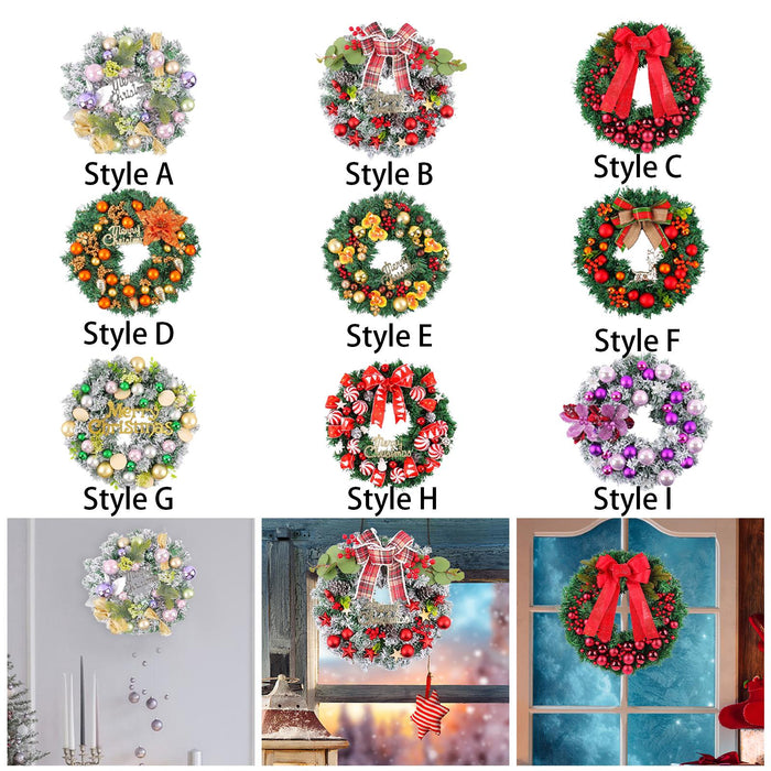 Crofta Xmas Wreath Door Christmas Ball Ornament Window Artificial Christmas Wreath Style A