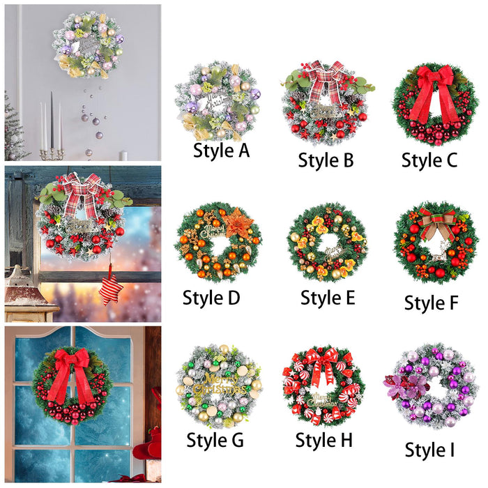 Crofta Xmas Wreath Door Christmas Ball Ornament Window Artificial Christmas Wreath Style A