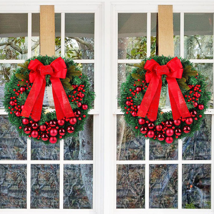 Crofta Xmas Wreath Door Christmas Ball Ornament Window Artificial Christmas Wreath Style A