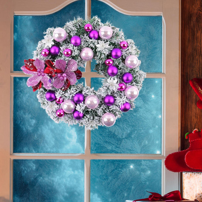 Crofta Xmas Wreath Door Christmas Ball Ornament Window Artificial Christmas Wreath Style I