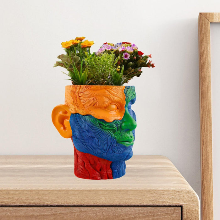 Crofta Painted Face Planter Decorative Creative Flowerpot for Office Garden Bedroom