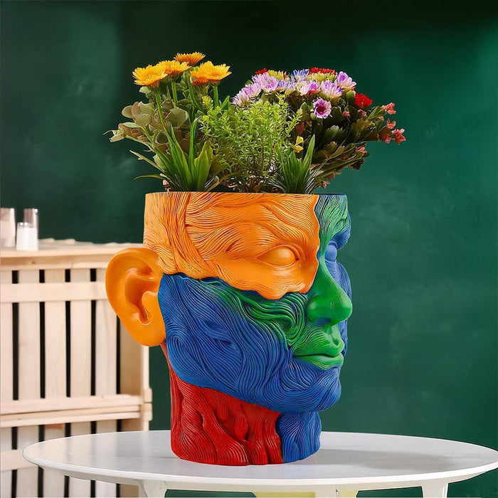 Crofta Painted Face Planter Decorative Creative Flowerpot for Office Garden Bedroom