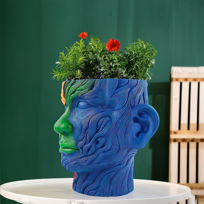 Crofta Painted Face Planter Decorative Creative Flowerpot for Office Garden Bedroom