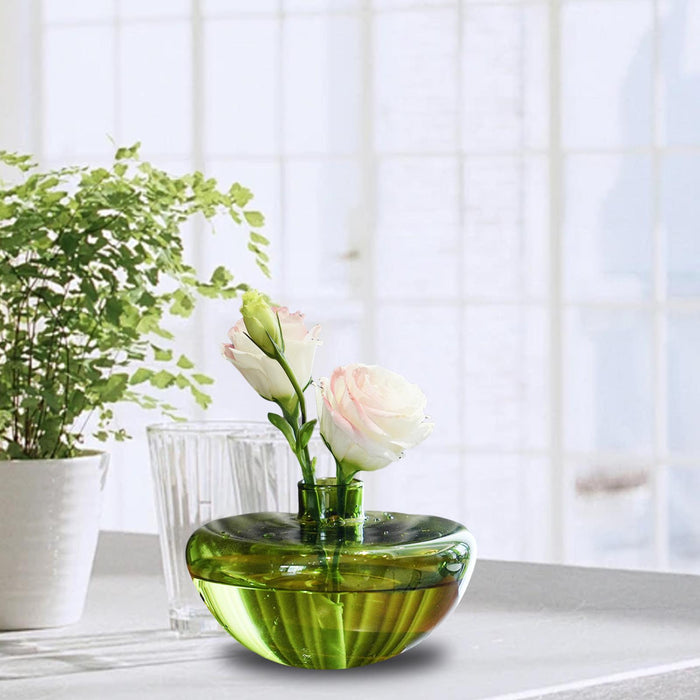 Crofta Glass Flower Vase Creative Design Hydroponic Vase for Bedroom Balcony Office Green