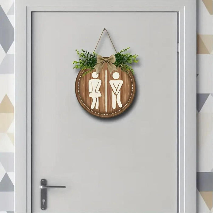 Crofta Woman Man Funny Bathroom Sign Housewarming Gift Apartment Toilet Gender Sign