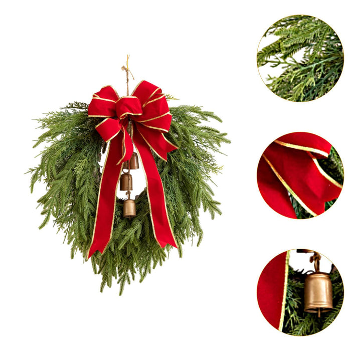 Crofta 19inch Artificial Pine Christmas Wreath with Bell for Hotels, Shopping Malls