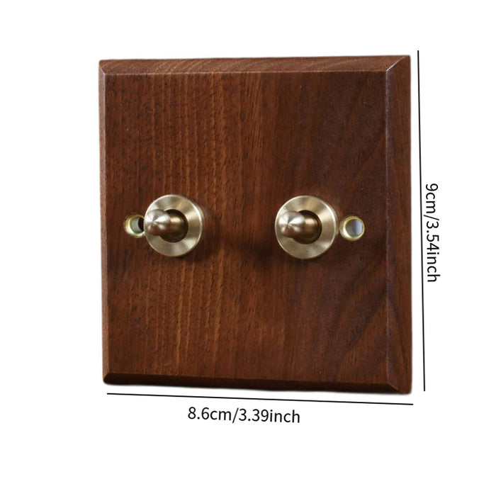 Crofta Wooden Lighting Switch Plate Premium Outlet Panel for Hotel Kitchen Room Two Levers