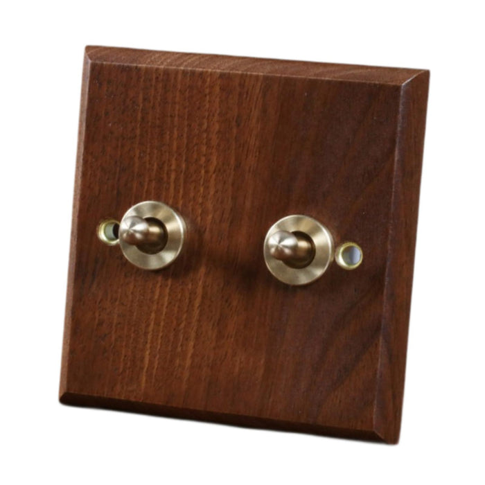 Crofta Wooden Lighting Switch Plate Premium Outlet Panel for Hotel Kitchen Room Two Levers