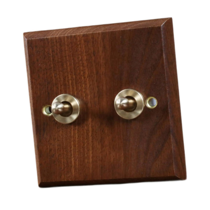 Crofta Wooden Lighting Switch Plate Premium Outlet Panel for Hotel Kitchen Room Two Levers