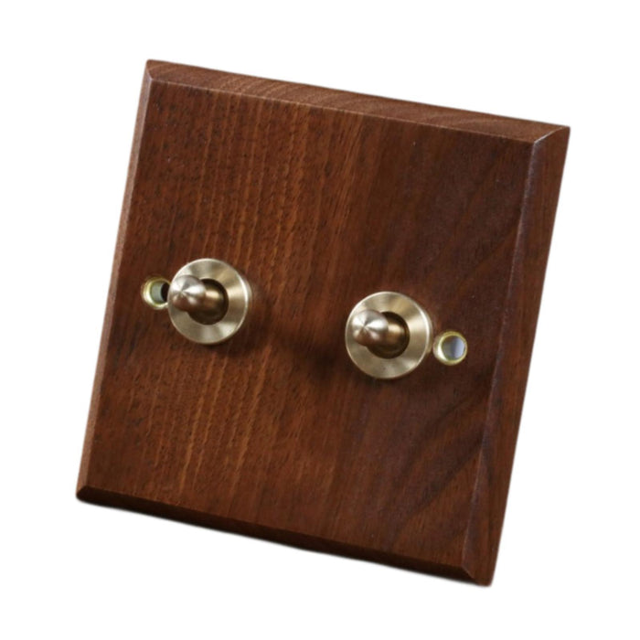 Crofta Wooden Lighting Switch Plate Premium Outlet Panel for Hotel Kitchen Room Two Levers