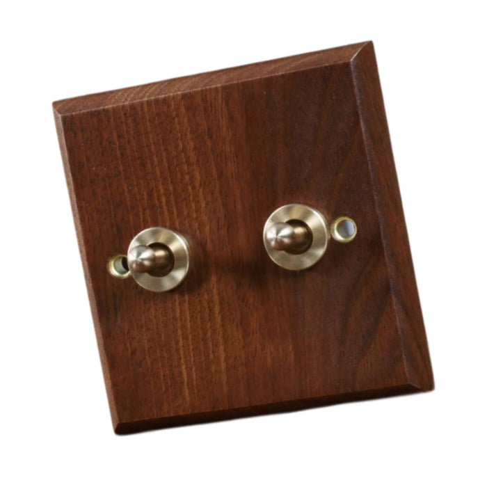 Crofta Wooden Lighting Switch Plate Premium Outlet Panel for Hotel Kitchen Room Two Levers