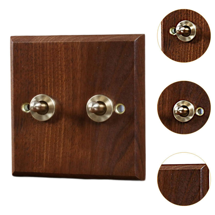 Crofta Wooden Lighting Switch Plate Premium Outlet Panel for Hotel Kitchen Room Two Levers