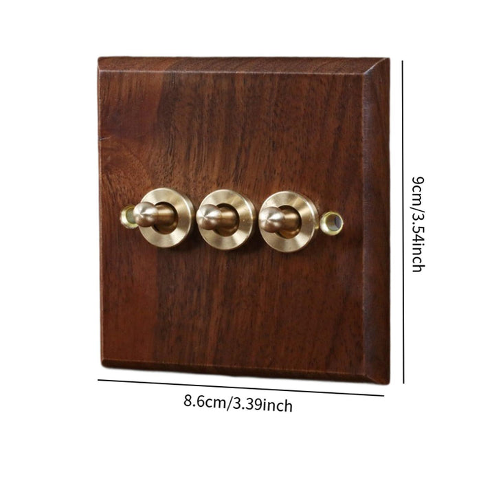 Crofta Wooden Lighting Switch Plate Premium Outlet Panel for Hotel Kitchen Room Three Levers