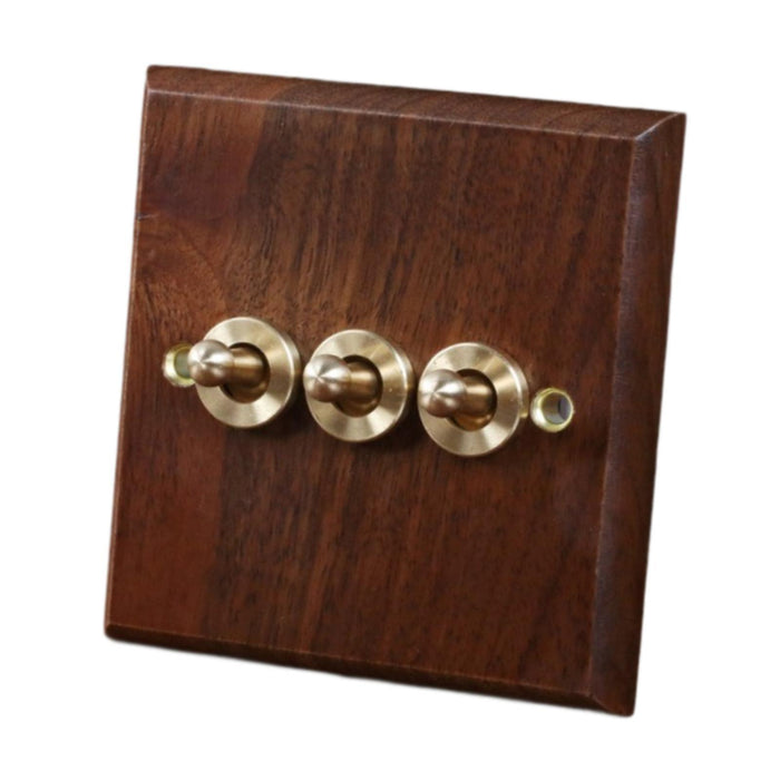 Crofta Wooden Lighting Switch Plate Premium Outlet Panel for Hotel Kitchen Room Three Levers