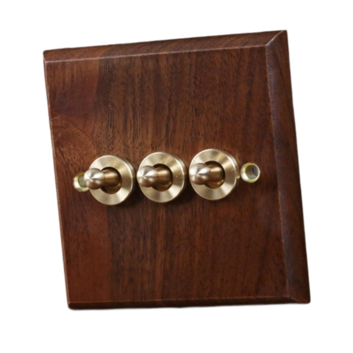 Crofta Wooden Lighting Switch Plate Premium Outlet Panel for Hotel Kitchen Room Three Levers