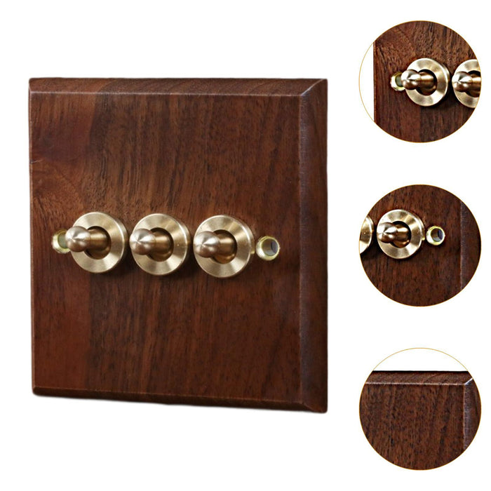 Crofta Wooden Lighting Switch Plate Premium Outlet Panel for Hotel Kitchen Room Three Levers