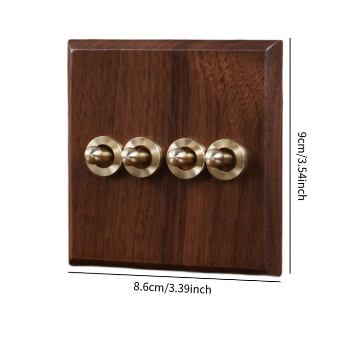 Crofta Wooden Lighting Switch Plate Premium Outlet Panel for Hotel Kitchen Room Four Levers