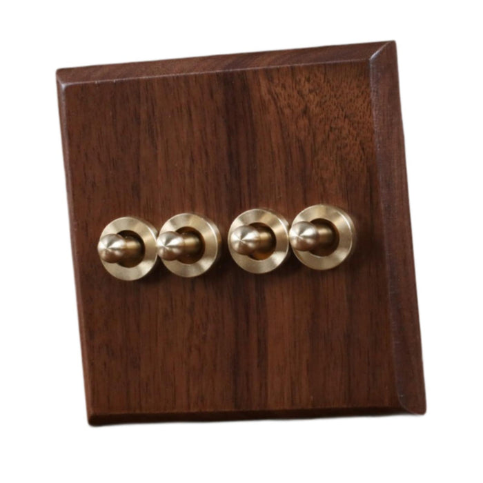 Crofta Wooden Lighting Switch Plate Premium Outlet Panel for Hotel Kitchen Room Four Levers