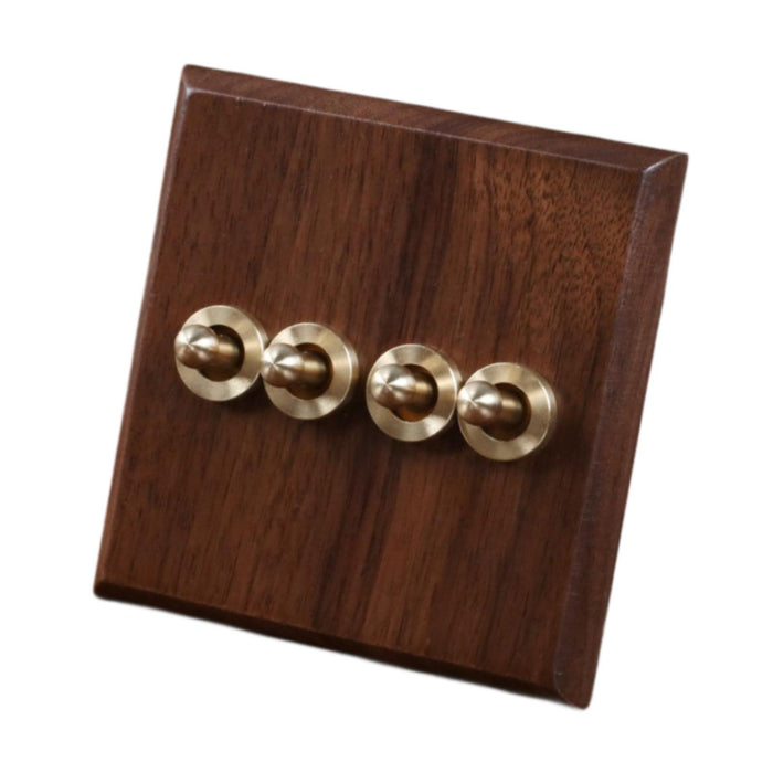 Crofta Wooden Lighting Switch Plate Premium Outlet Panel for Hotel Kitchen Room Four Levers