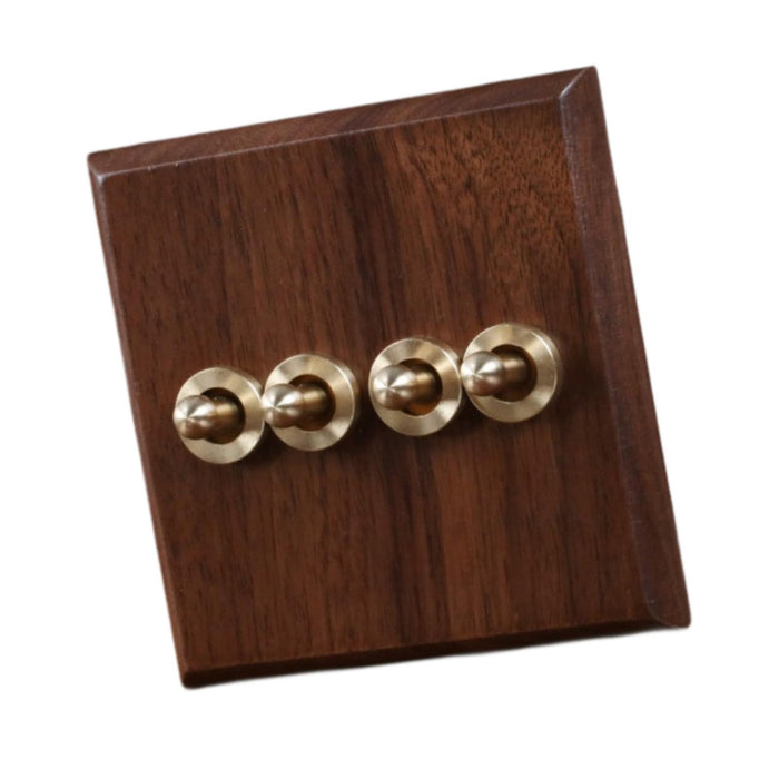 Crofta Wooden Lighting Switch Plate Premium Outlet Panel for Hotel Kitchen Room Four Levers