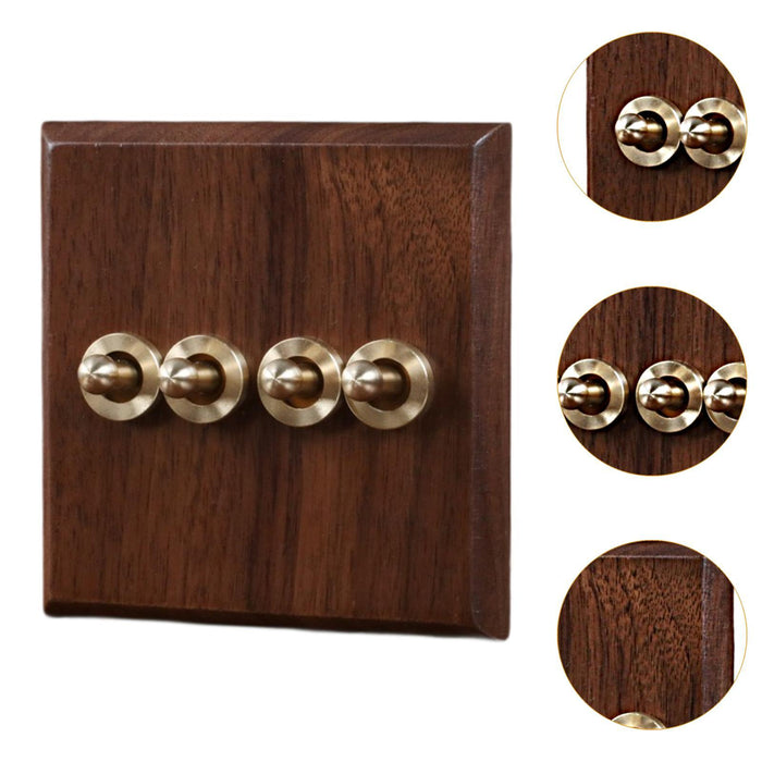 Crofta Wooden Lighting Switch Plate Premium Outlet Panel for Hotel Kitchen Room Four Levers