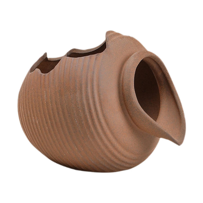 Crofta Waterfall Water Fountain Jar Clay Pot Accessory Flowing Water Ornament Brown