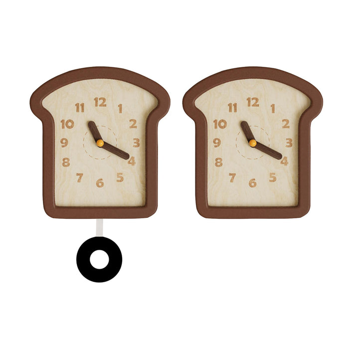 Crofta Wooden Bread Shaped Wall Clock with Pendulum Wall Decor Ornament for Bedroom