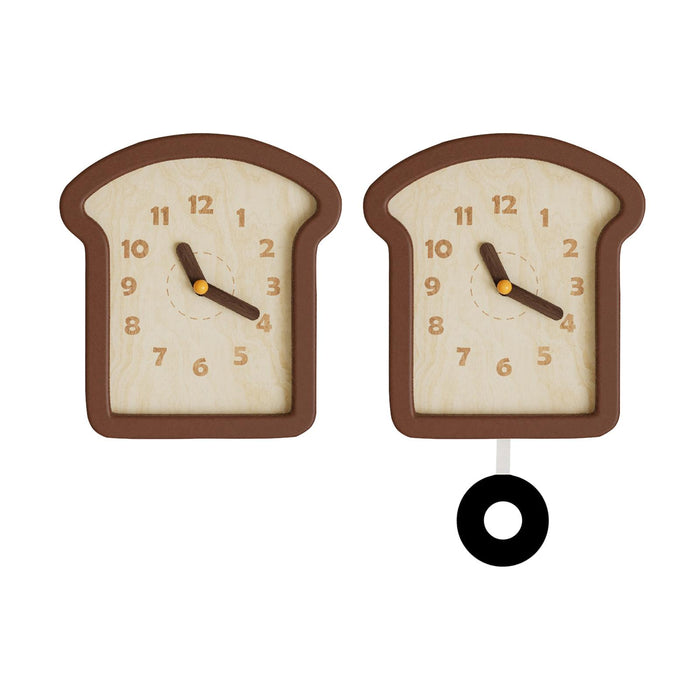 Crofta Wooden Bread Shaped Wall Clock with Pendulum Wall Decor Ornament for Bedroom