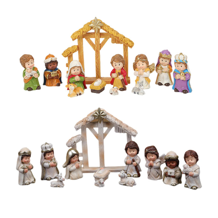 Crofta 12 Pieces Holy Family Figurines Figure Crafts Resin for Holiday Table Cabinet white