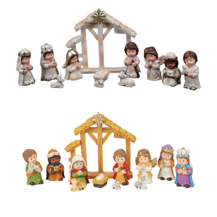 Crofta 12 Pieces Holy Family Figurines Figure Crafts Resin for Holiday Table Cabinet white