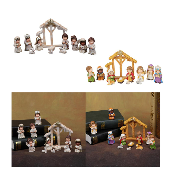 Crofta 12 Pieces Holy Family Figurines Figure Crafts Resin for Holiday Table Cabinet white