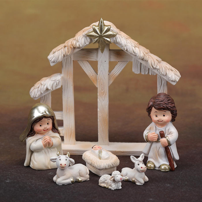 Crofta 12 Pieces Holy Family Figurines Figure Crafts Resin for Holiday Table Cabinet white