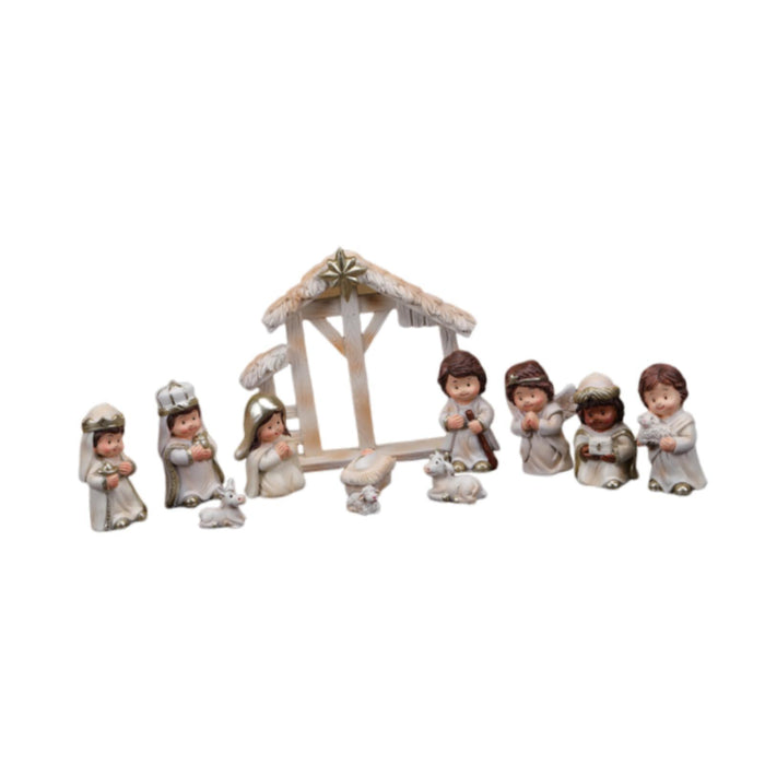 Crofta 12 Pieces Holy Family Figurines Figure Crafts Resin for Holiday Table Cabinet white