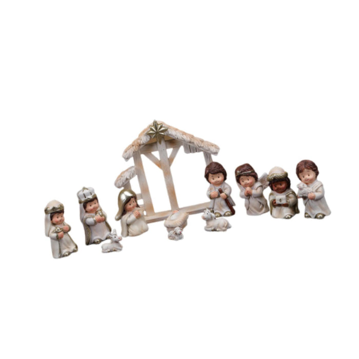 Crofta 12 Pieces Holy Family Figurines Figure Crafts Resin for Holiday Table Cabinet white