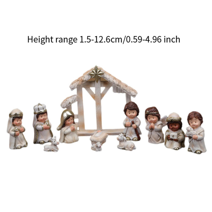 Crofta 12 Pieces Holy Family Figurines Figure Crafts Resin for Holiday Table Cabinet white