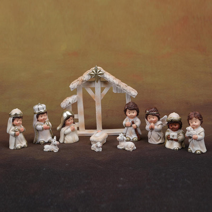 Crofta 12 Pieces Holy Family Figurines Figure Crafts Resin for Holiday Table Cabinet white