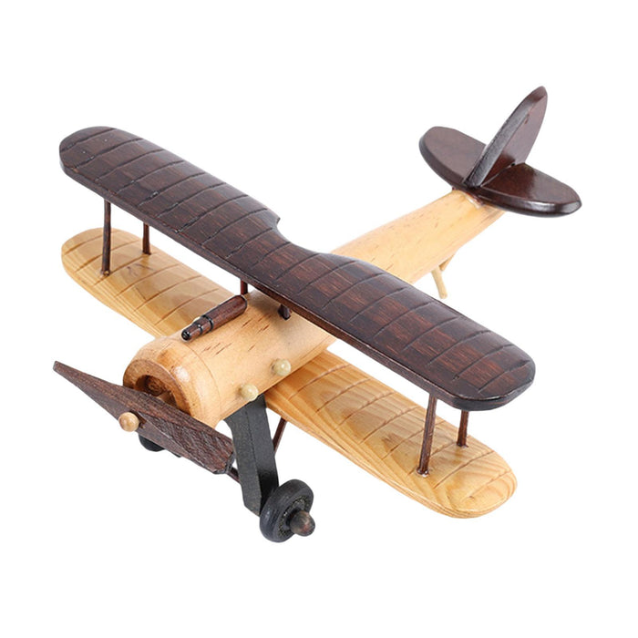 Crofta Wooden Airplane Model Funny 3D Airplane Decoration for Tabletop Shelf Office Brown