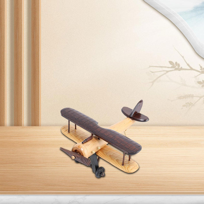 Crofta Wooden Airplane Model Funny 3D Airplane Decoration for Tabletop Shelf Office Brown