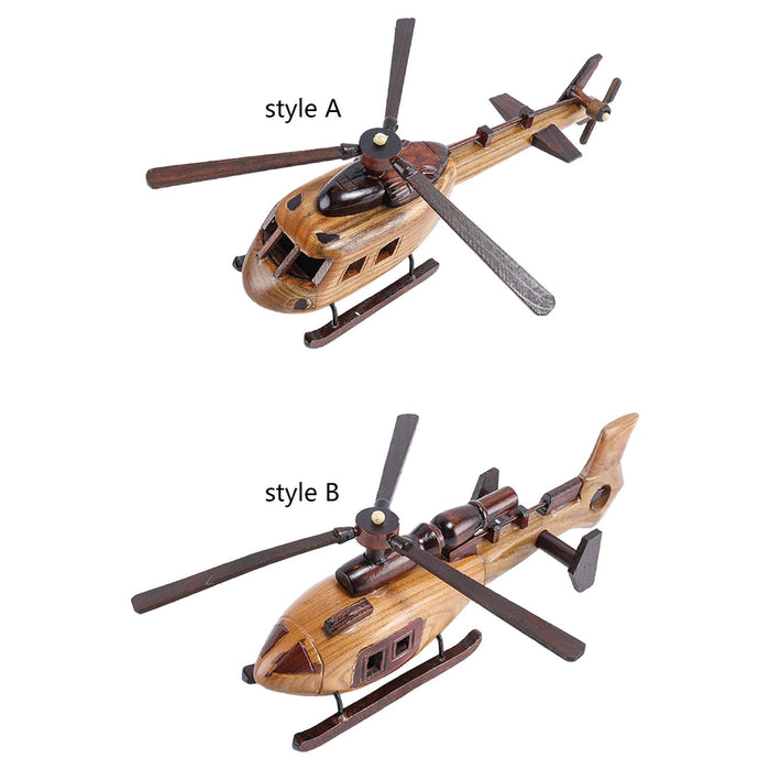 Crofta Wooden Helicopter Model 3D Helicopter Decoration for Room Kitchen Countertop Style A