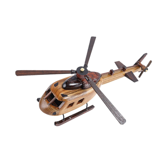 Crofta Wooden Helicopter Model 3D Helicopter Decoration for Room Kitchen Countertop Style A