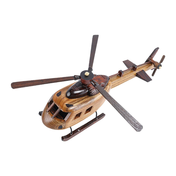 Crofta Wooden Helicopter Model 3D Helicopter Decoration for Room Kitchen Countertop Style A