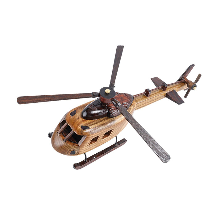 Crofta Wooden Helicopter Model 3D Helicopter Decoration for Room Kitchen Countertop Style A