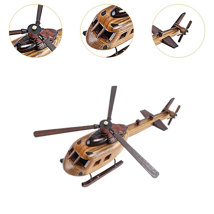 Crofta Wooden Helicopter Model 3D Helicopter Decoration for Room Kitchen Countertop Style A