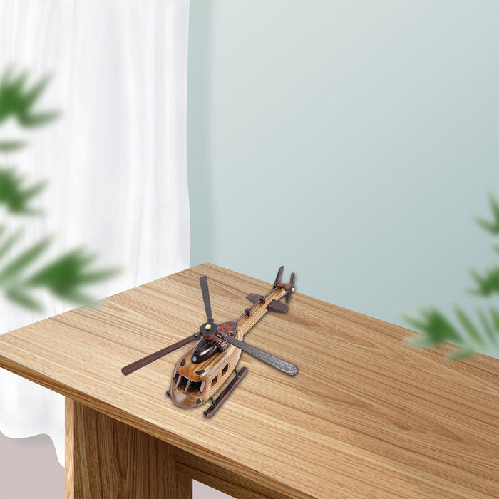 Crofta Wooden Helicopter Model 3D Helicopter Decoration for Room Kitchen Countertop Style A