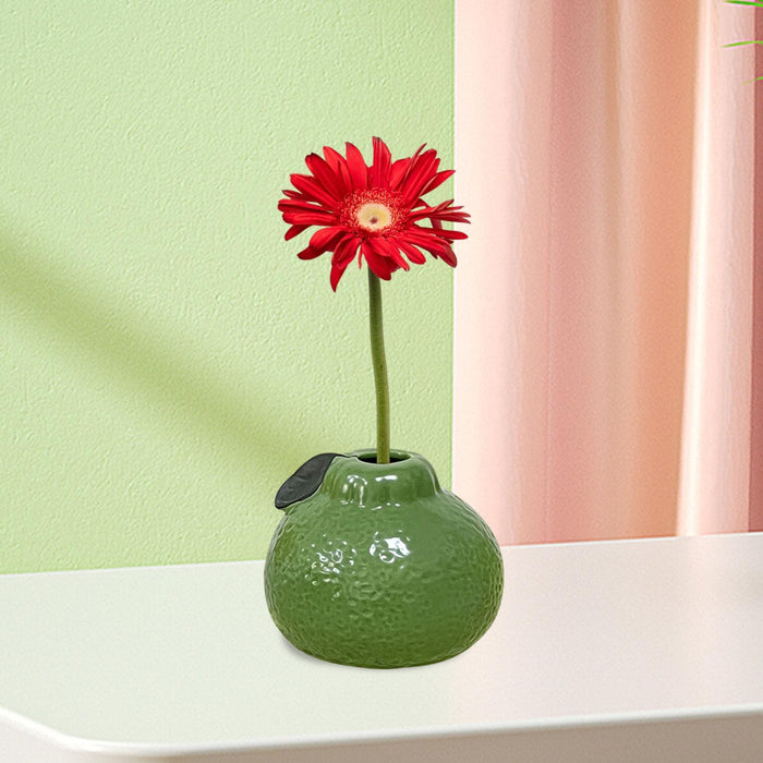 Crofta Flower Vase Orange Shape Desktop Ornament Bud Vase for Entryway Office Shelf Green