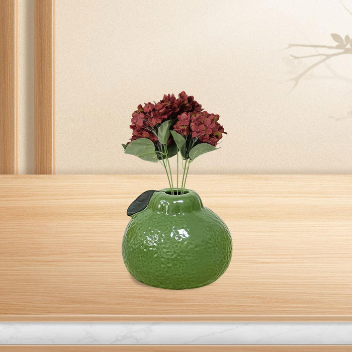 Crofta Flower Vase Orange Shape Desktop Ornament Bud Vase for Entryway Office Shelf Green